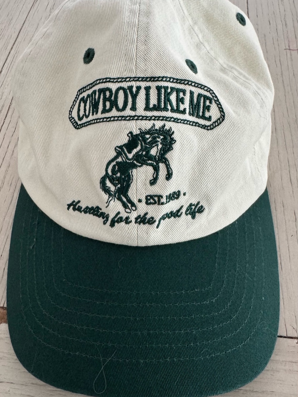 Taylor Swift Beige and Dark Green 'Cowboy Like Me' Embroidered Cap
